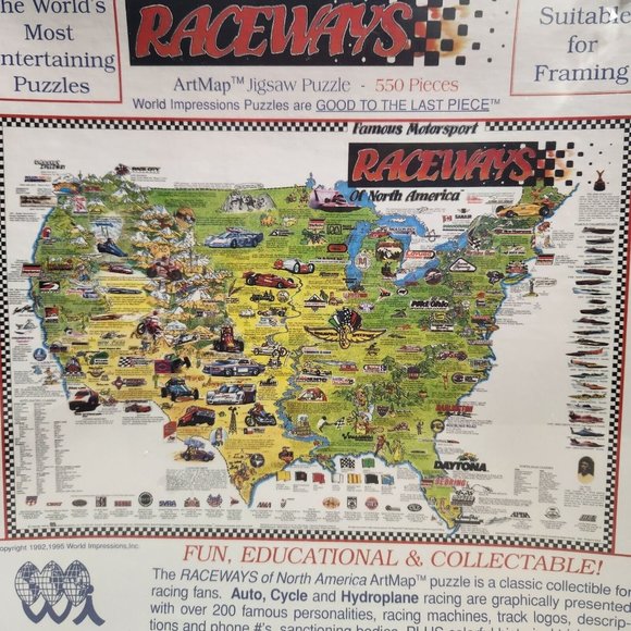 Famous Motorsport Raceways Artmap Jigsaw Puzzle 550 Pieces 18"x24" New NIB - Picture 2 of 5